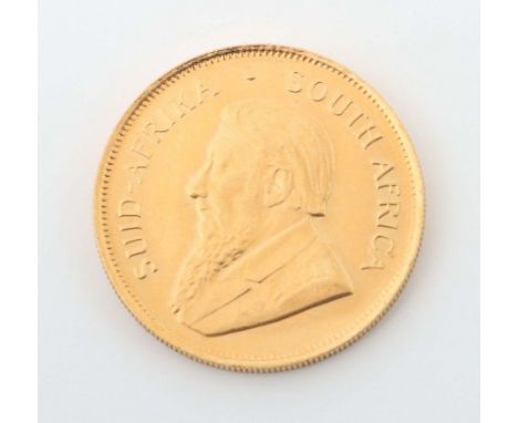 Krügerrand-Goldmünze (1/2 oz)Südafrika, 1981, Gold 916, ca. 16,97 g, averse mit Portrait Paul Krugers und Aufschrift "SUID-AF
