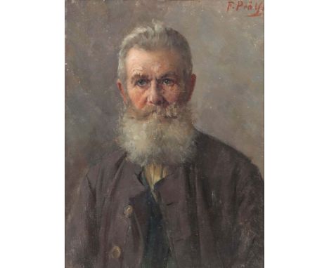 Prölss, Friedrich AntonDresden 1855 - 1934 München, deutscher Maler. "Portrait eines bärtigen Mannes", wohl Geigenbauer in Mi