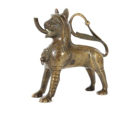 ÖllampeErhard &amp; Söhne, Schwäbisch Gmünd, 1. Hälfte 20. Jh., Bronze, in Form einer vollplastischen Wildkatze, gemarkt, LxH