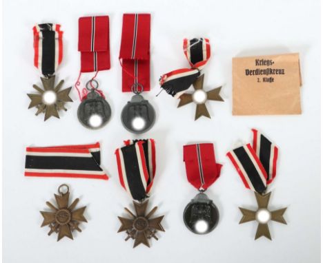 8 Orden1939, 2 x Kriegsverdienstkreuz 2. Klasse, Bronze, je m. gr. Ring und Band; 3 x Kriegsverdienstkreuz mit Schwertern je 