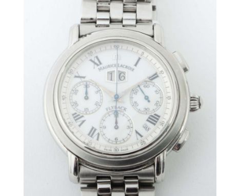 Herrenarmbanduhr MAURICE LACROIX Masterpiece Flyback AnnuaireSchweiz, 2000er Jahre, Edelstahl/Saphirglas, Automatikwerk ML15,