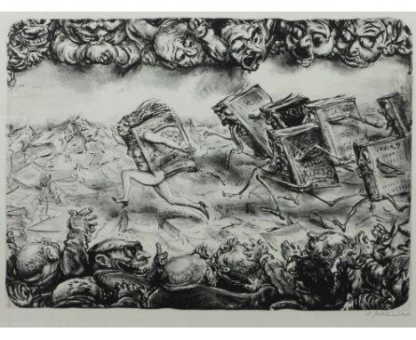 Weber, Andreas PaulArnstadt 1893 - 1980 Schretstaken, deutscher Lithograph, Maler und Zeichner. "Der Bestseller", surrealisti