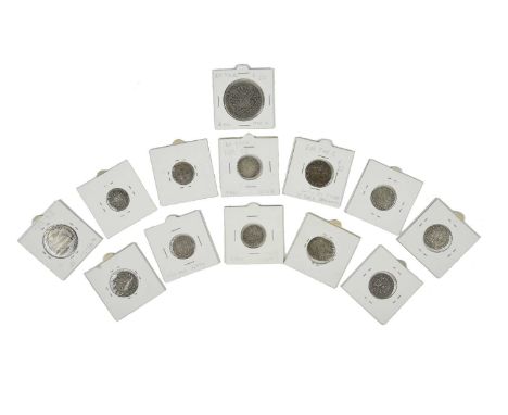 A collection of 17th and 18th-century French silver coins, comprising: Louis XIII, one-twelfth ecu, 1642, Paris, rev. rose ab