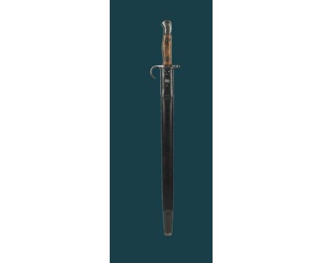A British pattern 1907 bayonet with hooked quillon, by Enfield, blade 17 in., marked 'N' (possibly Naval issue) and dated 190