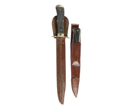 λ A folding bowie knife by Joseph Rogers &amp; Sons of Sheffield, locking clip-point blade 8 in., folding into the stag horn 