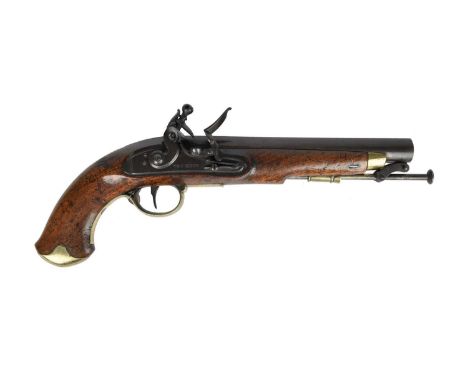 W &amp; J Rigby: a scarce Irish 16 bore constabulary flintlock pistol, barrel 9 in., narrow top flat impressed 'DUBLIN' and w