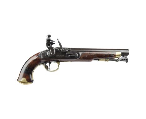 W &amp; J Rigby: a scarce Irish 16 bore constabulary flintlock pistol, barrel 9 in., narrow top flat impressed 'DUBLIN' and w