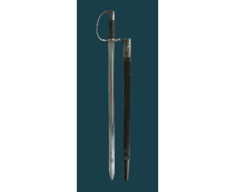 A British pattern 1879 artillery bayonet, saw-backed blade 25.75 in., War Department marks, sold-out-of-service stamp, steel 
