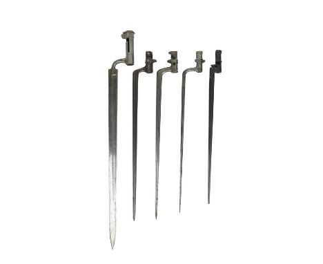 A small collection of continental socket bayonets, comprising: an Austrian model 1849 for the Jaeger rifle with sword-type bl