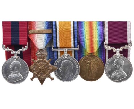 A Great War D.C.M. group of five medals to Sergeant Thomas Edward Evans, Royal Field Artillery: Distinguished Conduct Medal, 