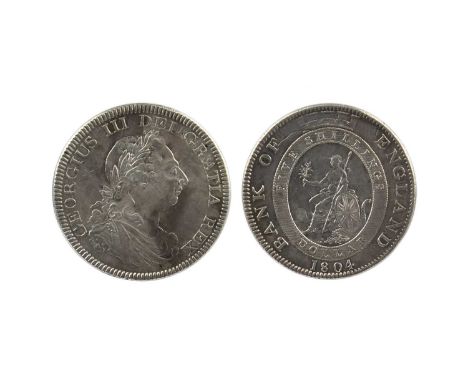 George III, silver dollar, 1804, Bank of England issue, details of Spanish donor coin visible in places (S 3768), good very f