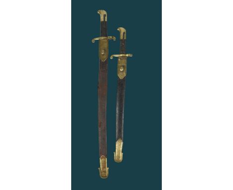 A British pattern 1855 volunteer Lancaster bayonet, pipe-backed blade 23.75 in., by R. &amp; W. Aston, brass hilt with knurle