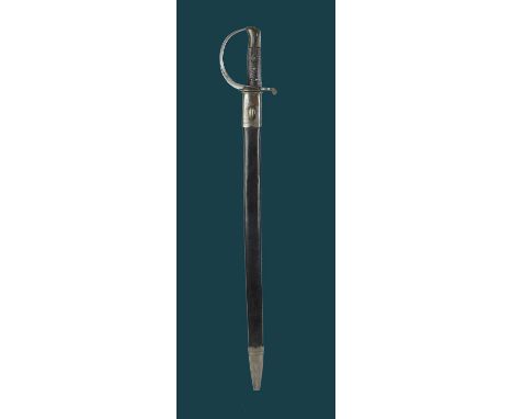 A British pattern 1859 naval cutlass bayonet, broad spear point blade 27.5 in. stamped with trade mark for Bleckman and crown