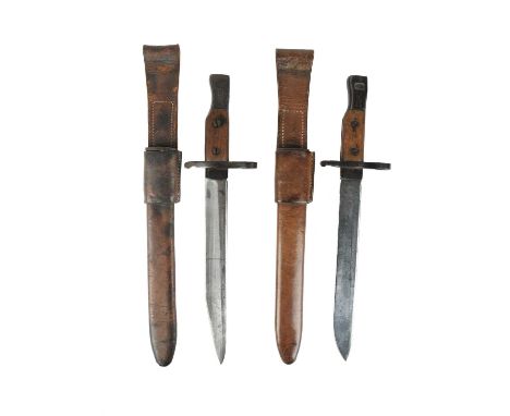 Two Canadian Mk II Ross bayonets, one with modified blade and the other unmodified, blades 10 in., pommels marked for the Ros