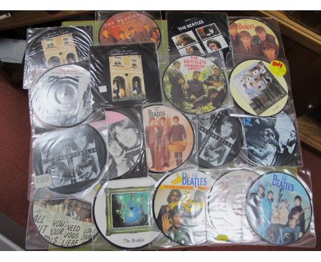 Beatles 7" Picture Discs, seventeen to include Please Please Me (RP4983), Love Me Do (RP4949), We Can Work It Out (RP5389), P