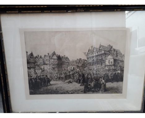 A group of five etchings after Charles Cattermole including proof depicting the arrival of James 1st at Hoghton Tower etc, al