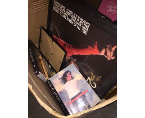 A box of Michael Jackson memorabilia 