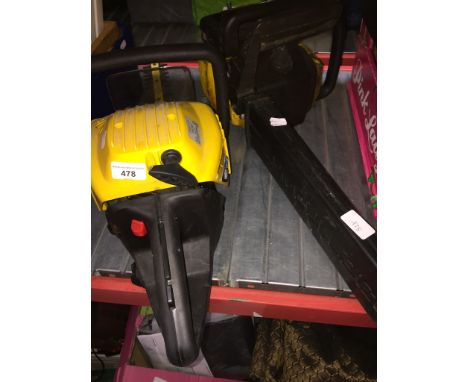 Petrol chainsaw and a petrol hedge trimmer. 