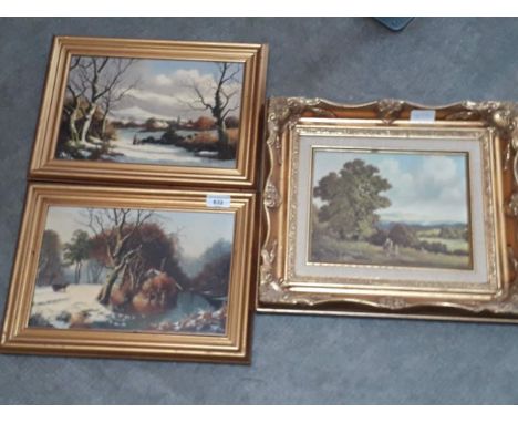 Vincent Selby (1919-2004), pair of oils, both entitled "Snow Scene", 29cm x 20cm, signed, framed, together with a print after