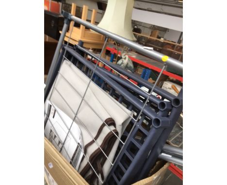 A plastic/metal and canvas singled storage wardrobe 