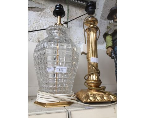 Glass table lamp and brass table lamp 