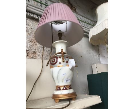 A marble effect ceramic table lamp 