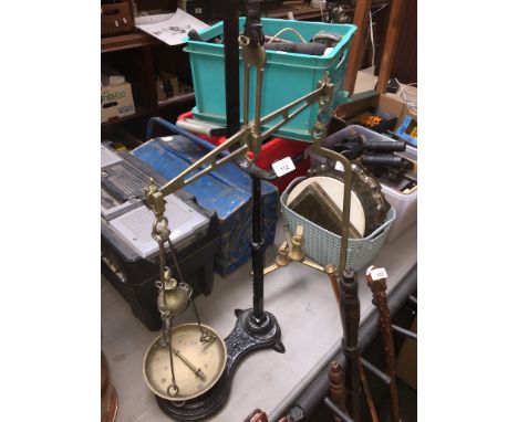 A vintage French weighing scales - missing large tray. 