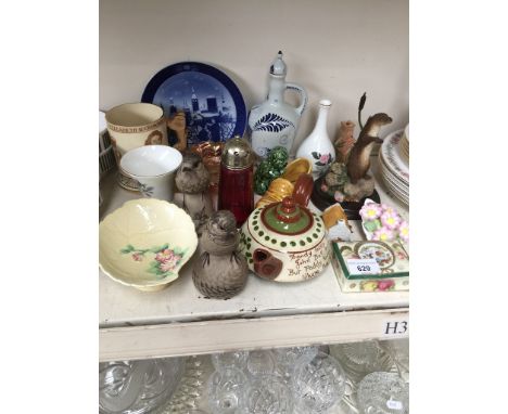 Collectables including Poole, cranberry glass sifter and Royal Copenhagen 