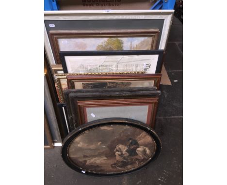 A signed Jim Hunt print and a boating scene print, 6 prints including Constable, a pair of Japanese textile prints, a pair of