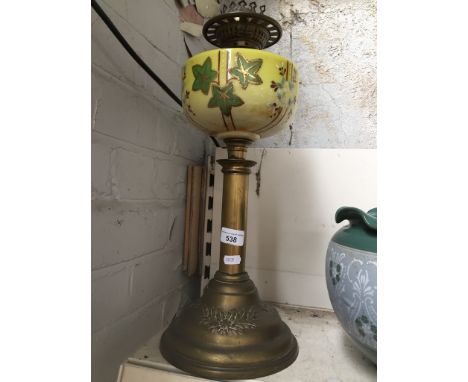 Brass and pottery oil lamp base 