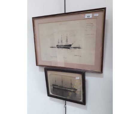 William Minshall Birchall (1884-1941), "Conway", monochrome print, 27.5cm x 19cm, signed in the margin by members of the crew