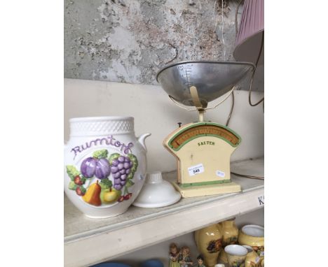 Vintage Salter scales and rumtopf 