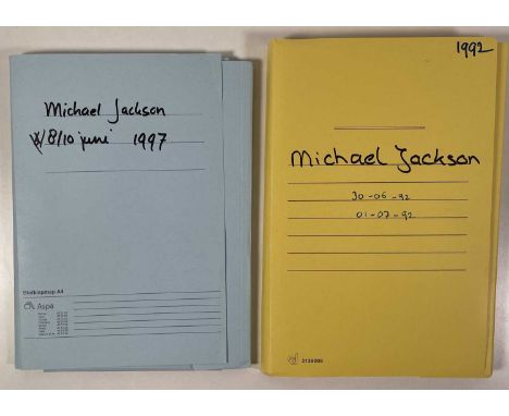 Two folders relating to the organisation of Michael Jackson concerts in the Netherlands c 1992/1997. Folders inc: riders, tec