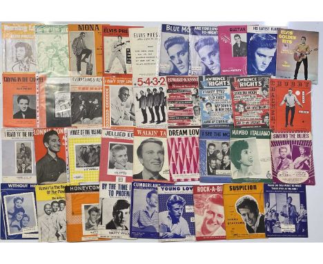 Approx 77 pieces of sheet music and to inc a few songbooks. Mostly c 1950s/60s pop, rock n roll, country, R&amp;B etc. Good s