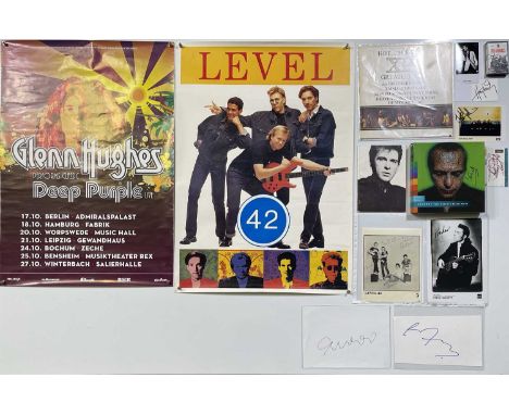 Signed pop memorabilia to inc: Peter Gabriel (XPLORA1) boxset signed by Peter Gabriel, Huey Lewis signed cutout, Level 42 mul
