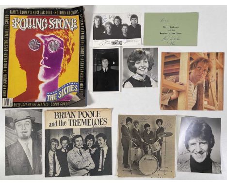 Collection of signed ephemera to inc: The Tremeloes, Cilla Black, Acker Bilk, Brian Poole and Tremeloes, Dave Berry, Barry Mc