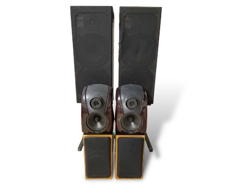 A colelction of hifi speakers to include a pair of KEF Cara SP3076 speakers, a pair of Tannoy Mercury M1 speakers, a pair of 