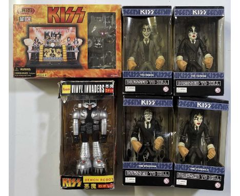 Six boxed figurines: four 2003 'Signatures Network', Japanese Funko 'Demon Robot', Smiti set 003.