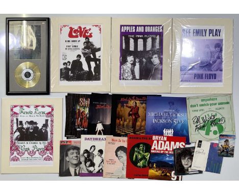 A mixed collection of music memorabilia: quantity of shop display items inc cover slicks, card standees, books inc sealed Dea