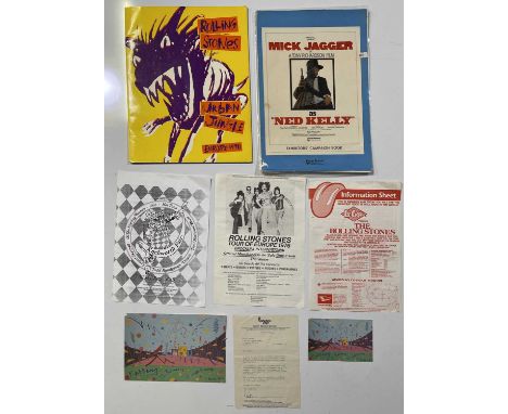 Rolling Stones ephemera to inc: 1982 EU tour unused stickers (x2), 1976 Brockum ad for tour merchandise, Wembley info sheet, 