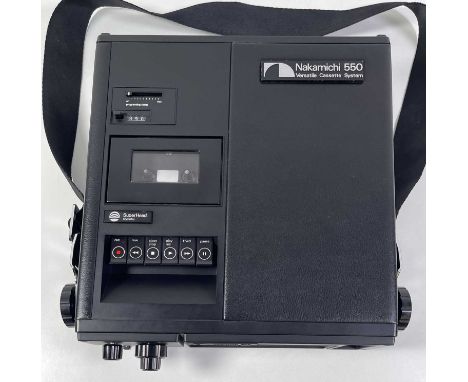 A Nakamichi 550 tapedeck, with instructions, service manual, cleaning stick and an invoice detailing a full service of the de