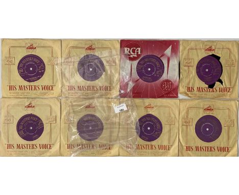 ELVIS PRESLEY - HMV 7" - ORIGINAL PURPLE/GOLD TEXT COPIES - LARGELY EX CONDITION. Stunning bundle of 8 x original UK HMV purp