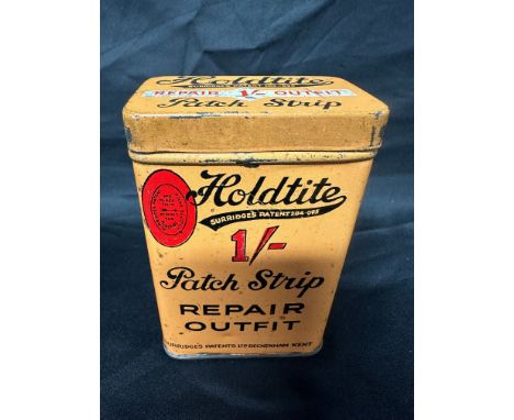 A Holdtite Patch Strip Repair Outfit tin by  Surridge's Patents Ltd. Beckenham Kent, 2 1/2 x 3 3/4 x 1 1/2".