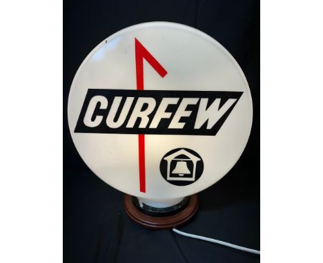 A large Curfew glass pill shaped petrol pump globe by Webb's Crystal Glass Co. Ltd., numbered 865 to neck, neck/rim in good o