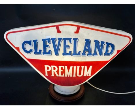 A Cleveland Premium glass petrol pump globe, colour fade, surface scratches, minor nibbles to rim, see pics.