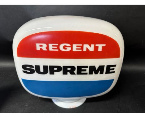 A Regent Supreme glass petrol pump globe, number stamped to neck, see online for neck pics.