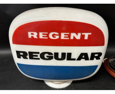 A Regent Regular glass petrol pump globe, fading, some expected nibbles to base, see images.