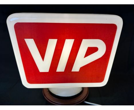 A VIP glass petrol pump globe by Hailware, one small blister and minor nibbles to rim.