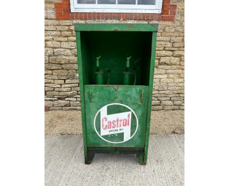 A Castrol oil dispensing cabinet. 