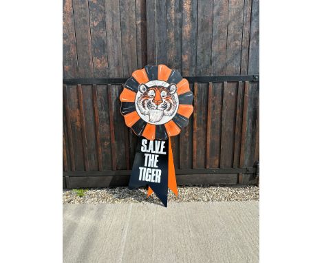 A S.A.V.E. The Tiger Esso hardboard rosette with ribbons (repair/support to back see images). 